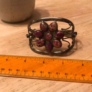 Vintage silver cuff with stones and rhinestones
